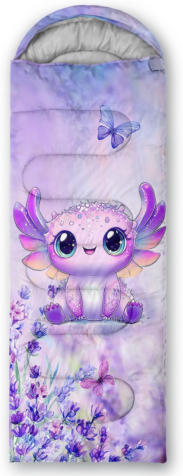 AILONEN Kawaii Panda Sleeping Bags,Lightweight & Waterproof,3 Season Warm & Cool Weather,Dreamy Purple Flower Animal Themed Sleeping Bags for Boys,Girls,Kids,Adults Travelling,Outdoors