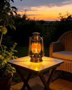 Vintage Battery Operated Lanterns 2 Pack, IP65 Waterproof Antique Outdoor Lantern with 2 Modes (Steady & Flickering) - Hanging Rustic Decor for Garden, Camping, Patio, Emergency