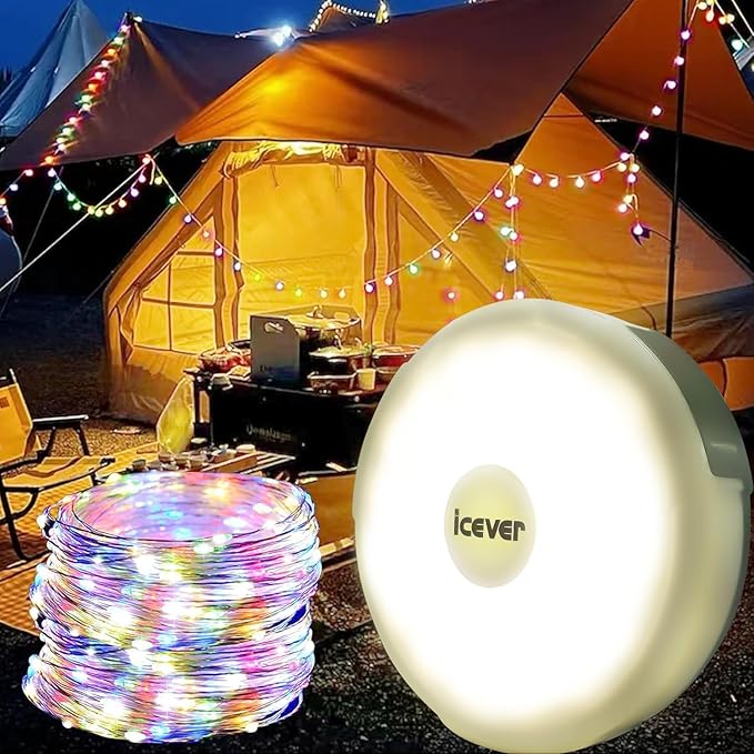 Camping String Lights, Rechargeable Waterproof Hanging Lamp Portable LED Light for Outdoor Camping Awning Tent Garden Party Yard Festival Decor (16.4FT 5 Lighting Modes)