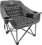 Oversized Camping Chairs for Adults Heavy Duty Padded Portable Lawn Chairs Outdoor Folding Chairs XL Camp Chairs with Cup Holder Suproot 500 lbs, Gray Plaid