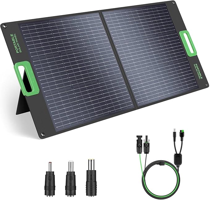 100W Portable Solar Panel for Power Station Generator, 20V Foldable Solar Cell Solar Charger with High-Efficiency Battery Charger for Outdoor Camping Van RV Trip