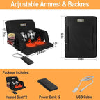Heated Massage Reclining Stadium Seat, Bleacher Chair with 10000mAh Portable Bank, 6 Reclining Positions for Camping, Games & Sports