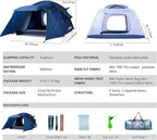 Three Bears Family Camping Tent - 6-Person Spacious Design, 3000mm Waterproof, Suitable for Road Trips/Backyards/Extended Camping Adventures in All Scenarios