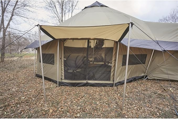 Guide Gear Base Camp Tent, Outdoor, Hiking, Hunting, Four Season Camping with Stove Jack