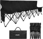 1MORE Soccer Bench - Portable Folding Team Bench, 6 Seats Foldable Sideline Benches, Soccer Chair with Bag & Backrest, Adult Team Chair for Football Camp Sport Events Outdoor Seating.Black