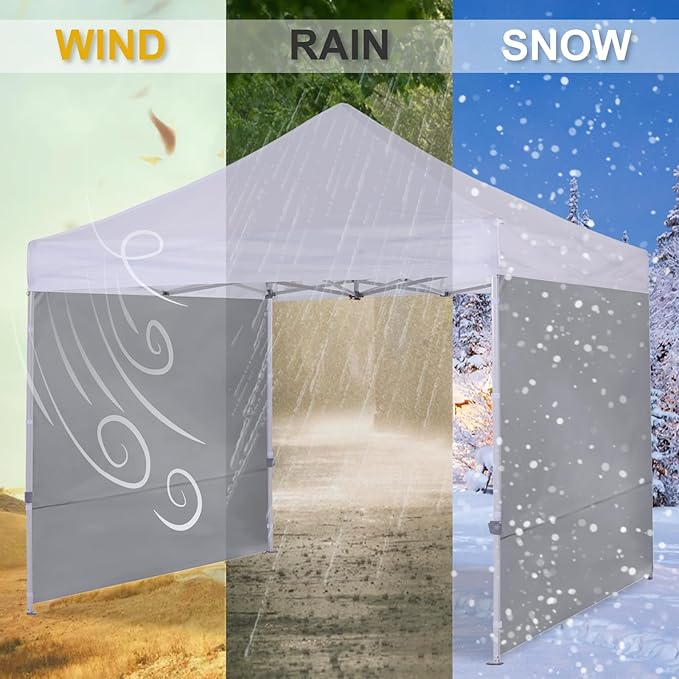 COOSHADE Instant Canopy SunWall 8x8 Canopy SideWall for Pop up Canopy Tent, 1 Pack Sidewall Only, Grey