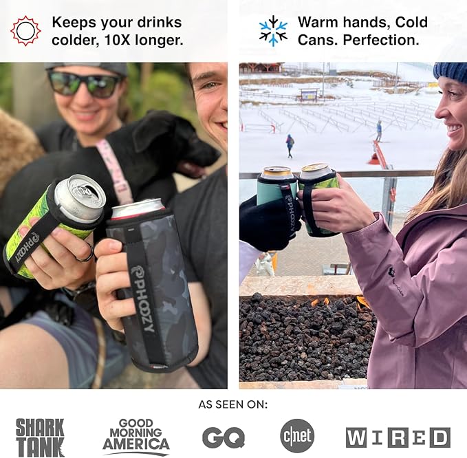 PHOOZY Insulated Can Cooler for 12oz Cans with NASA-Inspired Technology - Patented Koozie That Keeps Drinks Cold 10x Longer - Lightweight Beer Koozie for Outdoor Adventures - Green