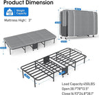 Folding Beds with Mattress, Portable Foldable Bed for Adults, Roll Away Bed Guest on Wheels, Memory Foam Mattress and Metal Frame, Space Saving Fold