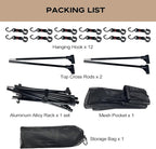 Sutekus Cookware Hanging Rack Collapsible Multifunction Camping Stand Outdoor Tools Hanging Organizer with Hooks (Large(40"X38"))