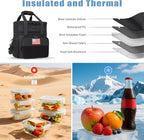 16 L Insulated Lunch Bag for Men Women, Double Deck Tactical Cooler Lunchbox with Leak Resistant Liner, Adjustable Shoulder Strap for Work, Picnic, Hiking, Camping, 12.01" x 8.07"11.47", Black