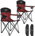 SUNNYFEEL Oversized Folding Camping Chair 2 Pack 800 LBS Heavy Duty for Big Tall People Red Padded Portable Collapsible Chairs with Armrest Cup Holder & Pocket for Outdoor Travel Picnic Camp Sports