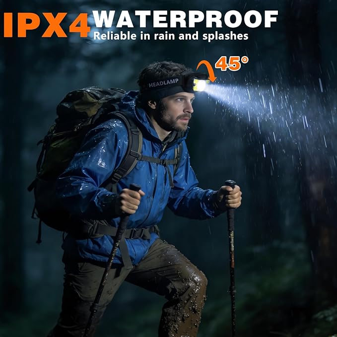 LED Headlamp Rechargeable 2 Pack - Super Bright Headlight Flashlight with Motion Sensor,Mens Birthday Gifts,IPX4 Waterproof 8 Modes Spotlight&Floodlight for Camping,Hunting,Fishing,Hiking,Running