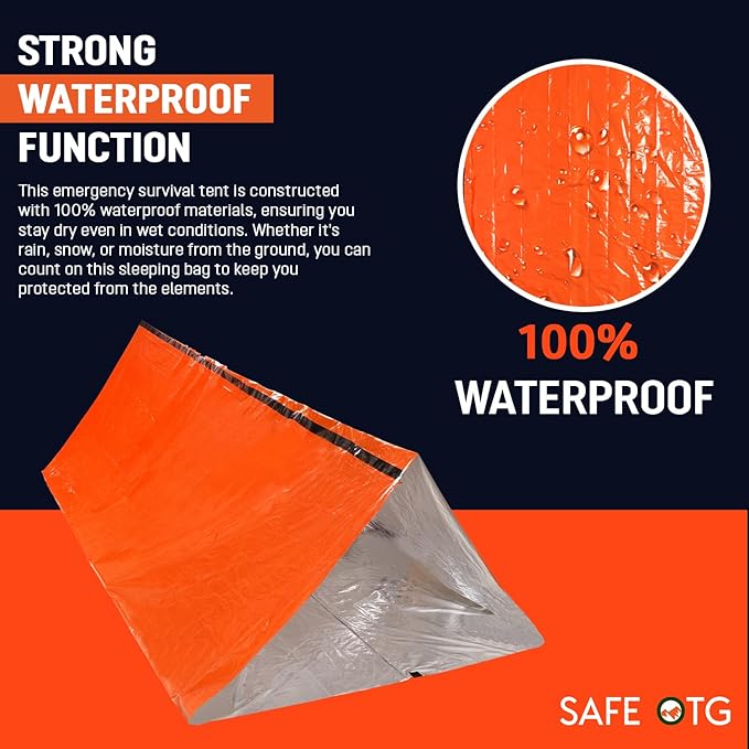 Emergency Survival Tent Life Shelter 2 Person Mylar Tube Tents Tarp with Whistle & Paracord Year-Round All Weather Protection for Car Outdoor Hiking Camping Gear Equipment