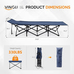 VINGLI Folding Camping Cot Bed,Camping Cots for Adults with Mattress, Foldable Cots for Sleeping with Pillow 1200D Layer Oxford for for Guest,Travel,Hiking-Blue 1P