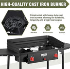 Bestfire 150,000 BTU 2 Burner Propane Camping Stove with Auto Ignition, Windpanel & Free Work Gloves, Portable Outdoor Gas Cooker with Removable Legs, Side Shelves & Carry Bag for Camping, BBQ