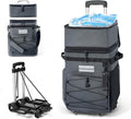 Odoland 48/72 Can Rolling Cooler Bag with Wheels & Handle, Collapsible Insulated Ice Chest for Beach, Camping & Tailgating - Portable Travel Soft Cooler on Wheels, Collapses for Easy Storage