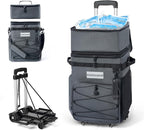 Odoland 48/72 Can Rolling Cooler Bag with Wheels & Handle, Collapsible Insulated Ice Chest for Beach, Camping & Tailgating - Portable Travel Soft Cooler on Wheels, Collapses for Easy Storage
