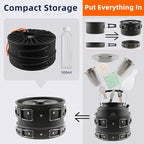 17-Piece Camping Cookware Set, Lightweight Backpacking Pot & Pan Kit with Non-Stick Anodized Aluminum, 0.45Gal Pot, 0.30Gal Kettle, 2 Cups & Cutlery Sets, Compact for Hiking(Plastic)