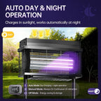 Solar Bug Zapper Outdoor, 4000 SQ.FT Mosquito Zapper with Smart Rain Off Rechargeable Mosquito Killer Lamp, Wireless Solar Powered Fly Trap for Yard Patio RV Camping