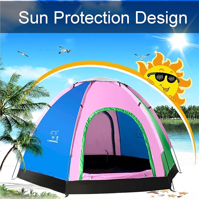 GeRRiT Family Tent with Awning, 2-6 Person Tunnel Tent, Outdoors Automatic Pop Up Beach Tent, Automatic Camping Backpacking Dome Shelter for Family, Festival, Hiking, Backpacking & Mountaineering