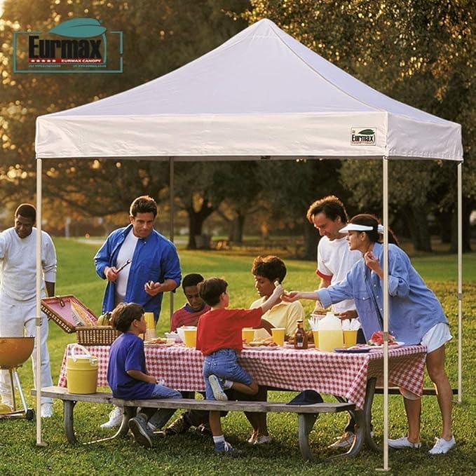 Eurmax USA Pop Up Canopy Replacement Canopy Tent Top Cover, Instant Canopy Top Cover ONLY,Bonus 4PC Pack Weight Bag (8x12, Forest Green)