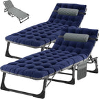 ABORON 5 Positions Camping Cots for Adults,Outdoor Folding Sleeping Cot/Mat,Folding Chaise Lounge Chair with Pillow,Portable Reclining Chair for Beach Lawn Camping Pool,Sunbathing Chairs