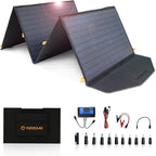 FlexSolar 120W Foldable Solar Panels Chargers 20v-28v DC Output IP65 Waterproof Power Outage Emergency Portable Panels Camping Home RV for Solar Power Station Generators Battery Packs