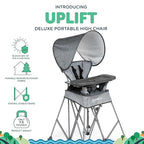 Baby Delight Go with Me Uplift Deluxe Portable High Chair | Travel High Chair | Sun Canopy | Indoor and Outdoor | Elephant Grey