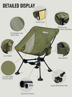 WildCall Lightweight Folding Camping Chair Compact Beach Chair with Anti-Sinking Large Feet