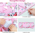 Kids Nap Mat Portable Slumber Bags with Removable Pillow and Blanket for Girls Boys, Lightweight Extra Large Sleeping Bag for Preschool Camping Daycare