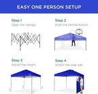 Best Choice Products 10x10ft Pop Up Canopy Tent with Sidewall, 1 Person 1 Minute Set Up, Carry Case, 4 Weight Bags - Resort Blue