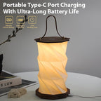 Ba sus Wooden Rotating Table Lamp, Warm Light Design with Leather Handle, Long Press Dimming Function, Built-in Battery & USB Rechargeable, Adjustable Heights for Bedroom, Living Room, Camping