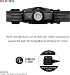 Ledlenser MH5 Rechargeable Outdoor Headlamp - Black, 400 Lumens - Ultra-Lightweight Design with Detachable Lamp Head - Advanced Focus System