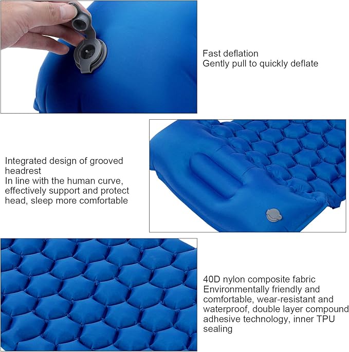 Sleeping Pad for Camping,Self Inflating Sleeping Pad Camping,Ultralight Sleeping Mat for Camping,Backpacking,Hiking Lightweight Compact Camping Air Mattress, for Tent(Royal Blue)