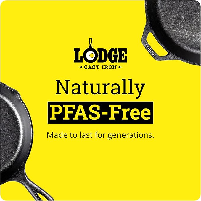 Lodge 8 Inch Carbon Steel Skillet - PFAS-Free Pre-Seasoned Carbon Steel Frying Pan for High-Heat Searing - Long Handle Design for Omelets, Grilling, and Campfire Cooking - Made in the USA