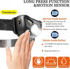 Headlamp Rechargeable - Super Bright LED Head Lamp with Red and White Light for Adults Motion Sensor Streamlight Head Light with Night Buddy Running Camping Hunting Hiking Fishing (Black Panther)