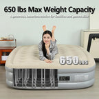 Queen Air Mattress with Built-in Pump, 2 Min Fast Inflation, 16" Raised Height, Supports up to 650 lbs, for Camping, Home Use, Guests, Portable Travel