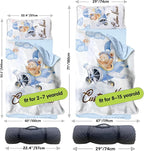 Personalized Toddler Nap Mats for Preschool, Custom Name Kids Sleeping Bag for Daycare, Roll Up Sleeping Mat with Removable Pillow and Soft Dot Minky Blanke for Boys Camping Travel