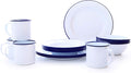 Enamelware Starter Set, 16 piece, Vintage White/Blue