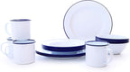 Enamelware Starter Set, 16 piece, Vintage White/Blue