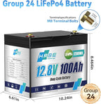 12.8V 100Ah LiFePO4 Deep Cycle Battery, 8000+ Cycles 1280Wh, Built-in 100A BMS, Replace AGM/Lead Acid for RV, Solar System, Boat, Marine, Trolling Motor, Camping