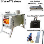 DANCHEL OUTDOOR Backpacking Hot Tent w/Stove Jack, Portable Tipi Tent with T6 Titanium Folding Wood Stove for 1-4 Person Winter Camping Hunting,3m/4m