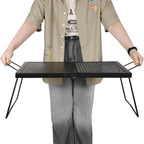 REDCAMP Folding Campfire Grill, Heavy Duty Steel Mesh Grate, 23.6" Portable Camping Grates Over Fire Pit, Campfire Cook Equipment with Legs Carrying Bag, Grilling Rack for Outdoor Open Flame Cooking