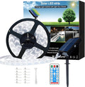 Upgrade Solar Led Strip Lights Outdoor, 20ft Solar Rope Lights Self-Adhesive Waterproof, 8 Mode with Remote Timer and Auto On/Off, Perfect for Deck, Patio, Poolside, Camping Decor, Cold White