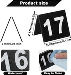 25 Pcs Acrylic Double Sided Table Numbers 1-25, Tent Style Table Tents for Restaurant Wedding Party Banquets Reception Events, Black, 2.48 x 2.17 Inches