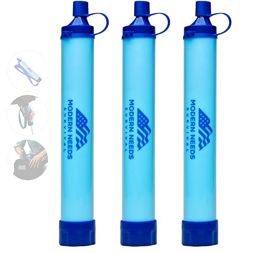 MODERN NEEDS Ready Filter Personal Water Filter Straw | Backpacking Water Filter for Hiking & Camping | Portable Water Purifier Camping | Emergency Survival Gear & Camping Survival Kit | 3 Pack