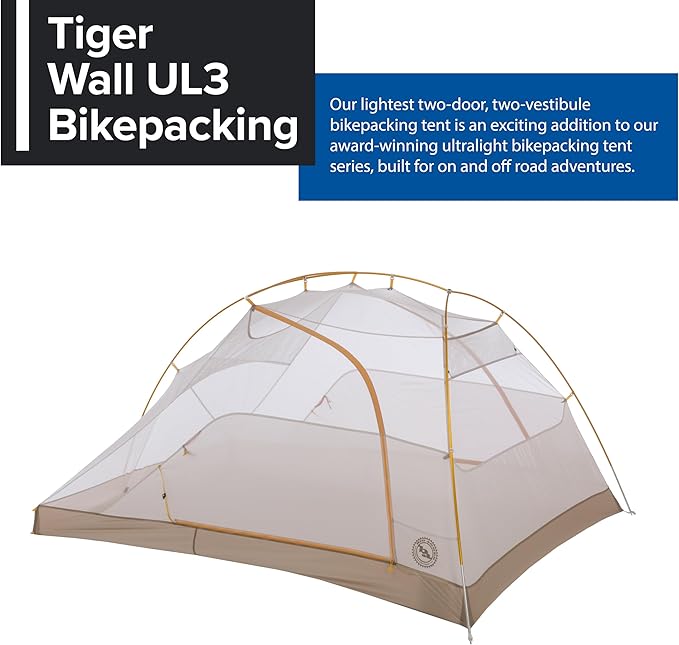 Big Agnes Tiger Wall UL Ultralight Bikepacking Tent with UV-Resistant Solution Dyed Fabric