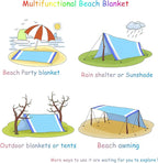 BYDOLL Beach Blanket 78''X110'' Waterproof Sandproof Suits1-7 Adults Oversized Lightweight Large Blanket Picnic Mat for Beach Sand Free Travel Camping Hiking Picnic
