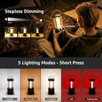 Lepro 1100LM Battery Powered LED Camping Lantern, Waterproof Tent Light with 5 Light Modes, Camping Essentials, Portable Lantern Flashlight for Camping, Emergency Light, Power Outage, Not Rechargeable