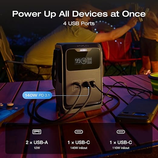 EF ECOFLOW Trail 200 DC Portable Power Station with Travel Bag, 192Wh LiFePO4 Battery, 220W DC Output, Compact Power Bank for Camping, Travel, Outdoors, and Emergency Use